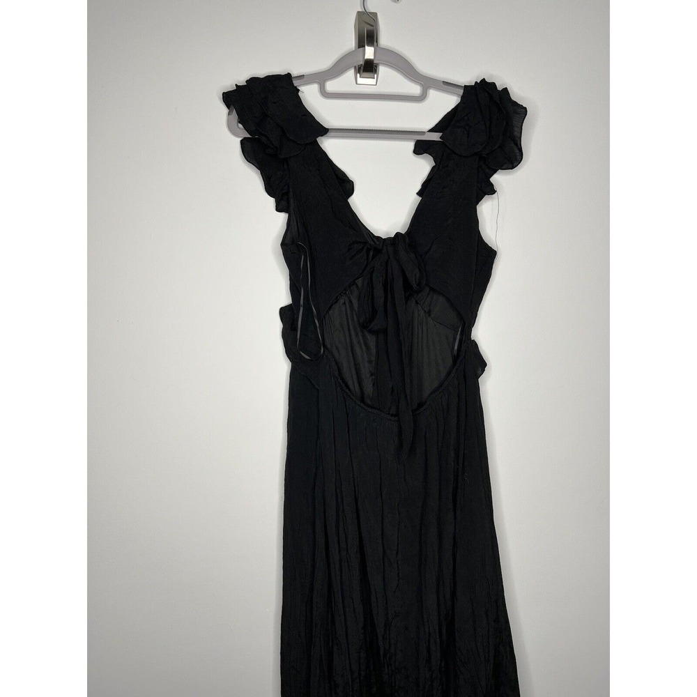 Francescas Blue Rain Maxi Dress Womens Small Black Ruffle Flowy Fairy Whimsigoth - Picture 10 of 16